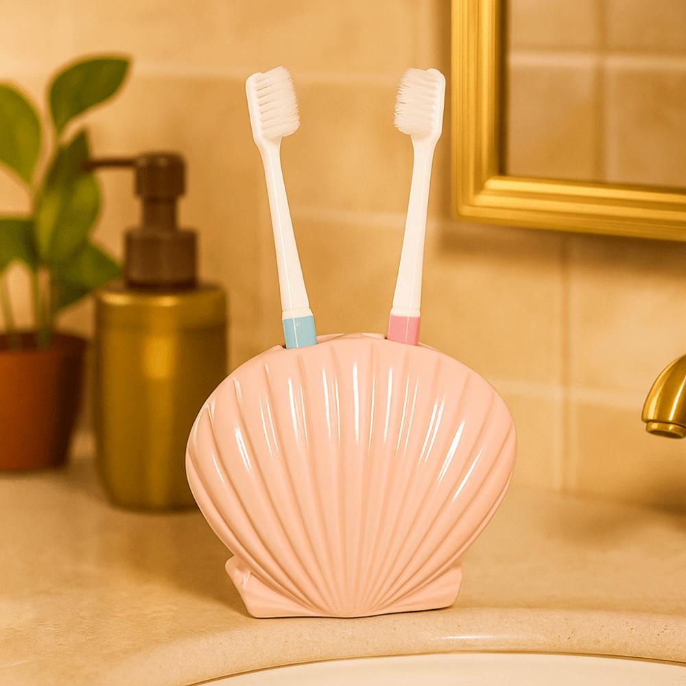 Ceramic Shell Shape Toothbrush Holder Cartoon Bathroom Storage Rack  Children's Room