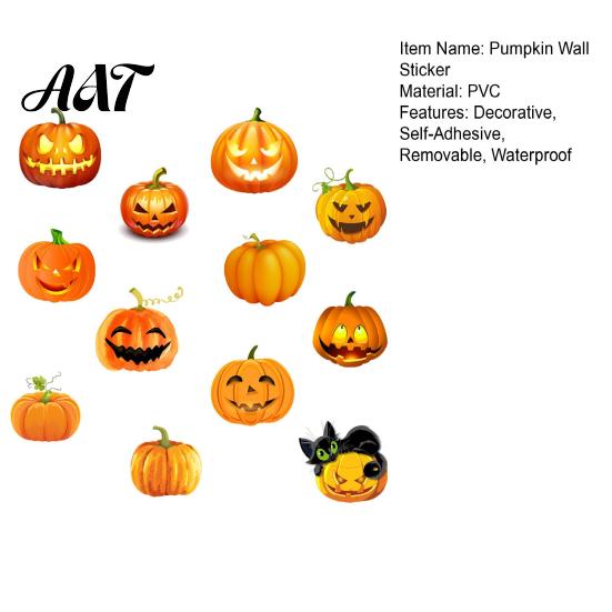Playful Wizard Cat Wall Graphics 3 Sheets Halloween Ghost Face Pumpkin Sticker, Cute Black Simple Installation Holiday Stickers Decorative Decals,