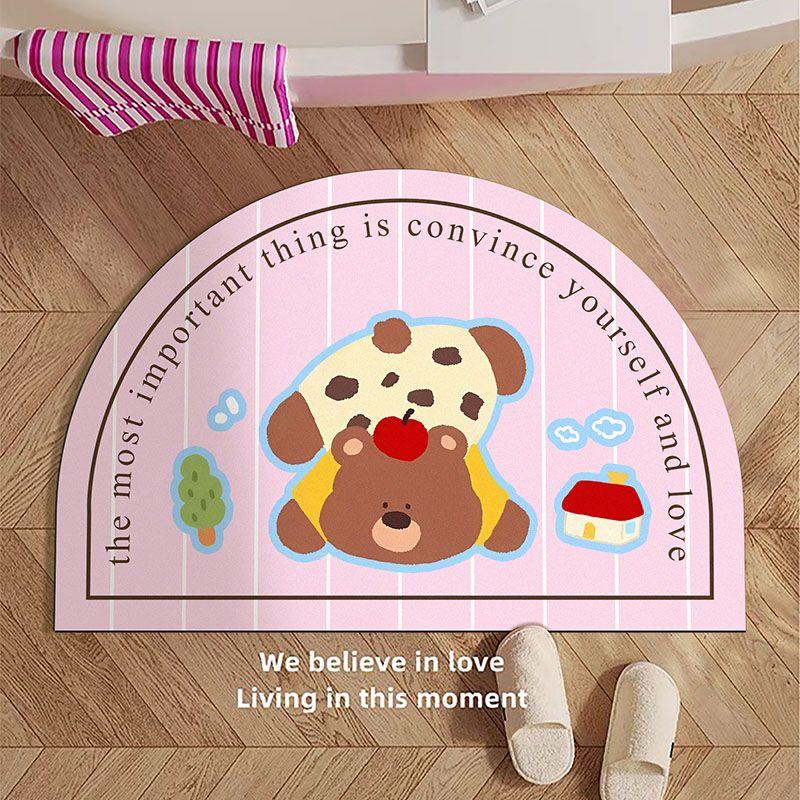 Halbkreisförmige Cartoon weiche Kieselgur Badezimmerbodenmatte rutschfest saugfähig schnelltrocknende Bodenmatte Toilette WC Türbodenmatte 40X60cm 15.7X23.6in