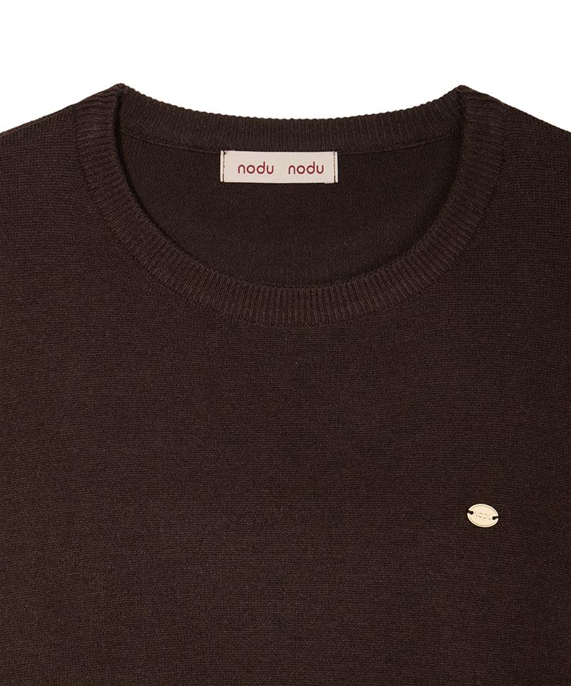 Nodeuyuumeon Basic Crew Neck Knit Round [Brown]
