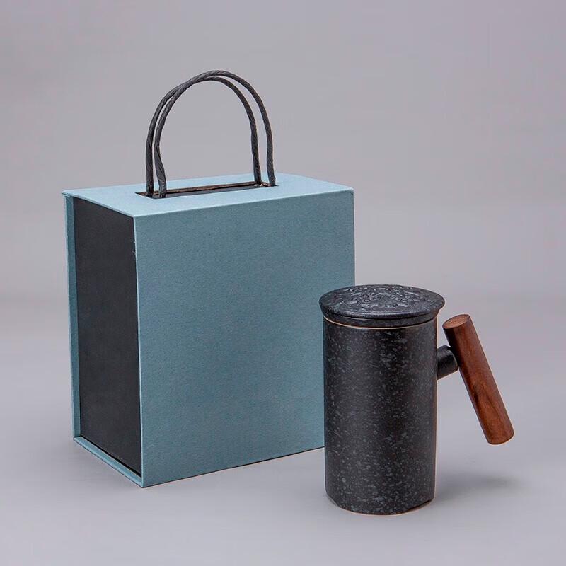 Boya G166 Minimalist Black Ceramic Tea Infuser Mug