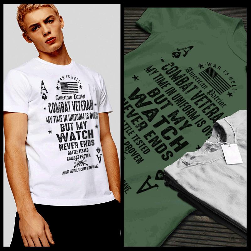 Combat Veteran T-shirt My Time In Uniform May Be Over Quote American Patriot Tee