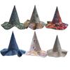 Pălărie de vrăjitoare patchwork lucrată manual, Pălărie de vrăjitoare de Halloween patchwork multicoloră