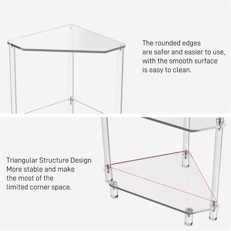 Stylish Acrylic Multitiered Accent Table Home Accessory for Small Space Saving Designs for Bedroom and Dorms Use
