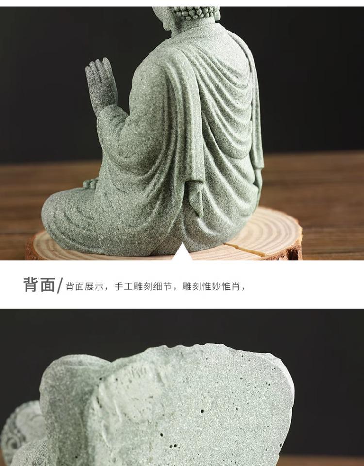 Porcelain Green Sandstone Buddha Ornament for Zen Fish Tank or Bonsai Display