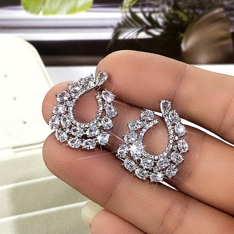 

Huitan Fashion Versatile Design Women s Earrings with Crystal Cubic Zirconia Daily Wear Party Bridal Wedding Engagement Zircon