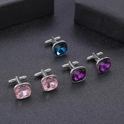 Dutý manžetový pin s diamantem a krystalem