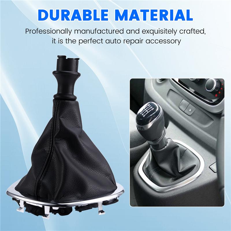 A03Z-Car Shift Knob Dustproof Boot Gear Lever PU Leather Protective Cover For Renault Trafic III Opel Vivaro Fiat Talento