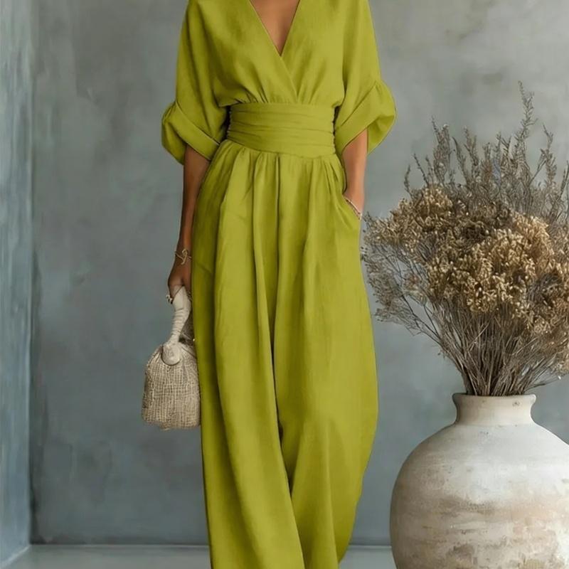 Elegant Waisted V-neck Women’s Jumpsuit
