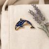 2 pcs Light Luxury Whale Dolphin Brooch Animal Vintage Whale Dolphin Badge Clothes Decoration Fish Shaped Metal Badge Female