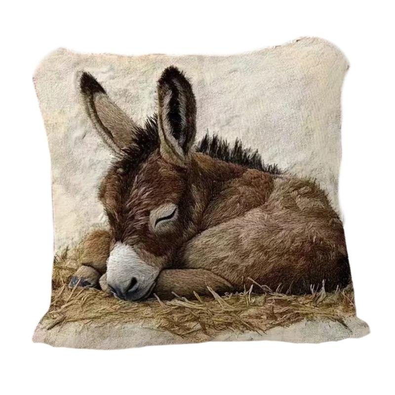 Мягкая коротковорсовая декоративная наволочка с милыми дизайнами ослов для гостиной, кровати, релаксации