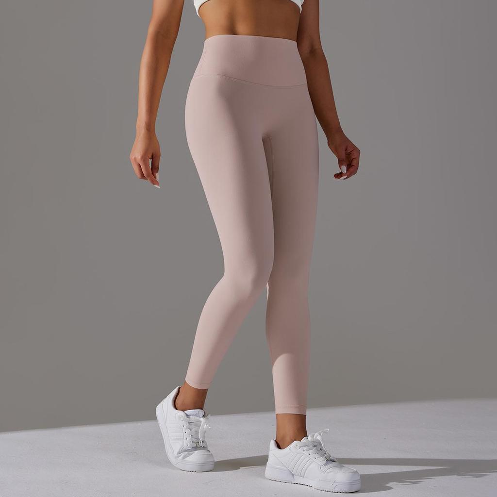 Nude Skin-friendly Yoga Pants Women Without Awkward Line High-waisted Bottoms To Lift The Buttocks Elastic Fitness and Sports Nine-minute Pants