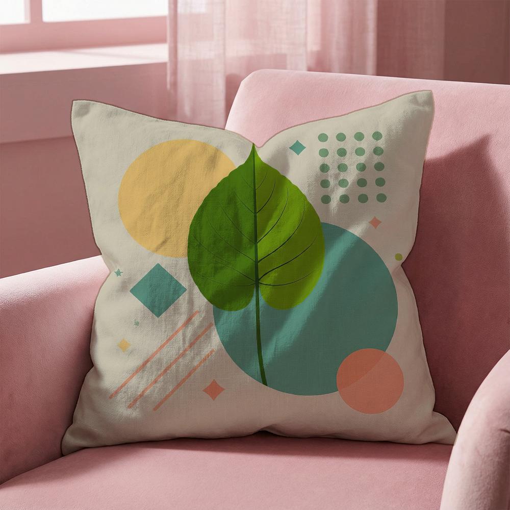Abstract Simple Geometric Leaf Cushion Cover Multi-Scene Pillow Cover for Home & Car - Reversible, Soft & Durable for Daily Use