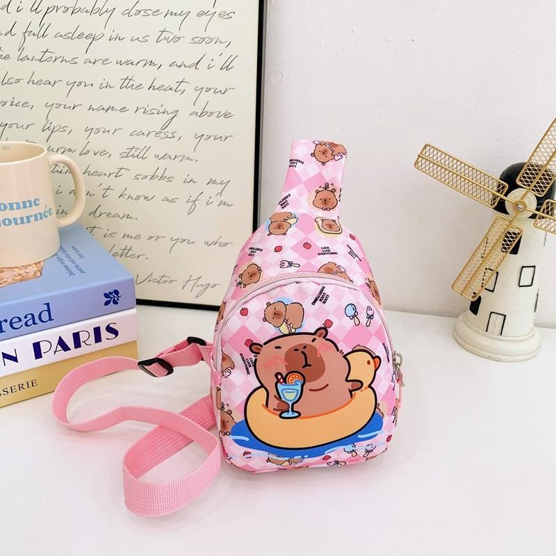 Cartoon Cute Capybara Printed Children Shoulder Bag Chest Pack For Use Outdoor