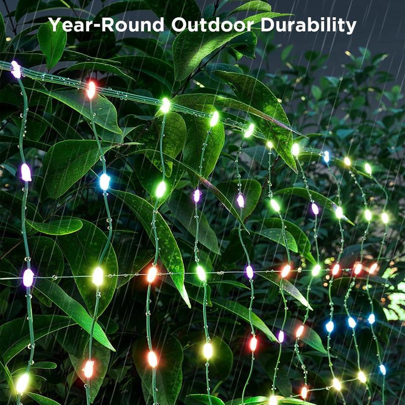 512LEDs RGBIC Outdoor Net Lights String Flexible Matrix Grid Lights for Christmas Party Patio Backyard Garden Decor