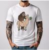 Bigfoot and Llama Friends Funny Sasquatch Gift Men T-Shirt Summer Cotton Tee Tops Regular Short