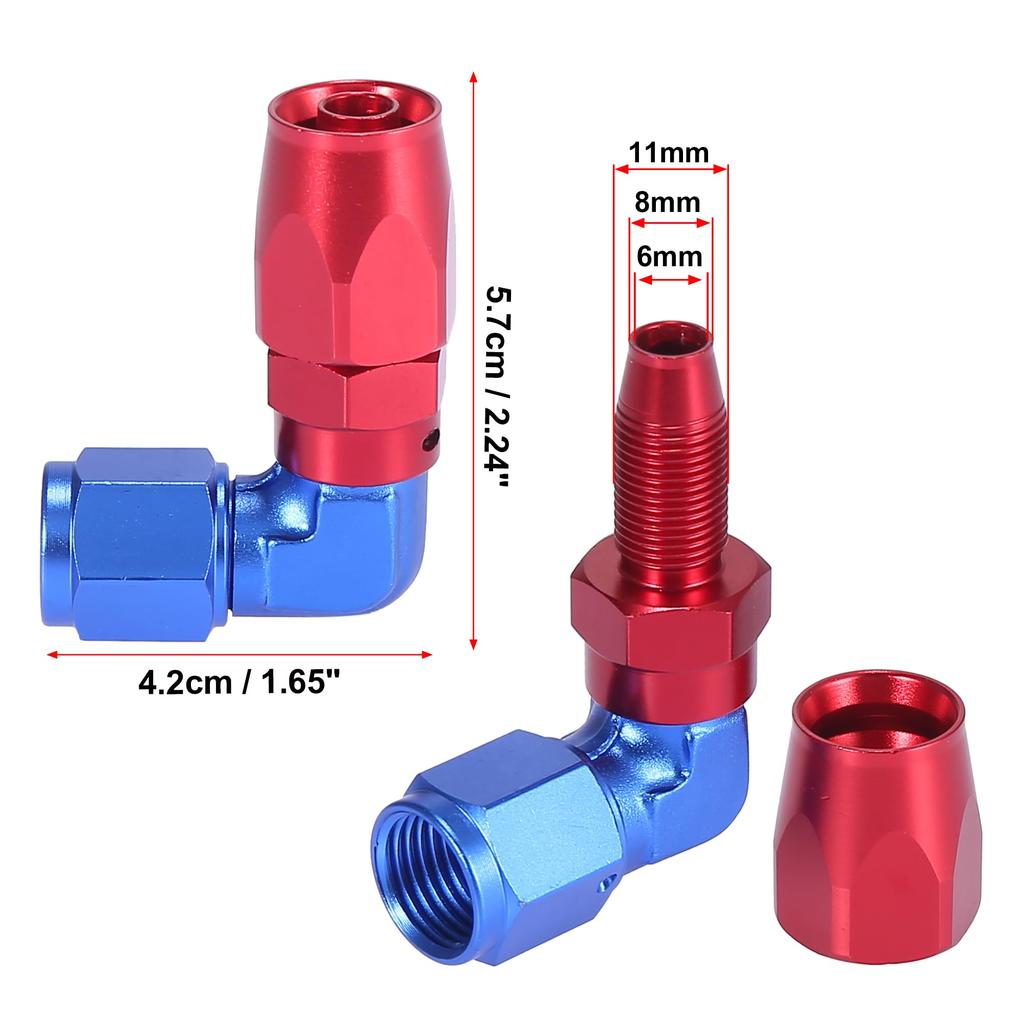 X AUTOHAUX Fitting Fuel Hose End AN6 AN Type Hose Connector Gasoline Hose