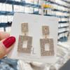 2026 Luxury Shiny Crystal Drop Earrings Gold/Silver Square Rhinestone Dangle Earrings for Women Wedding Party Jewelry