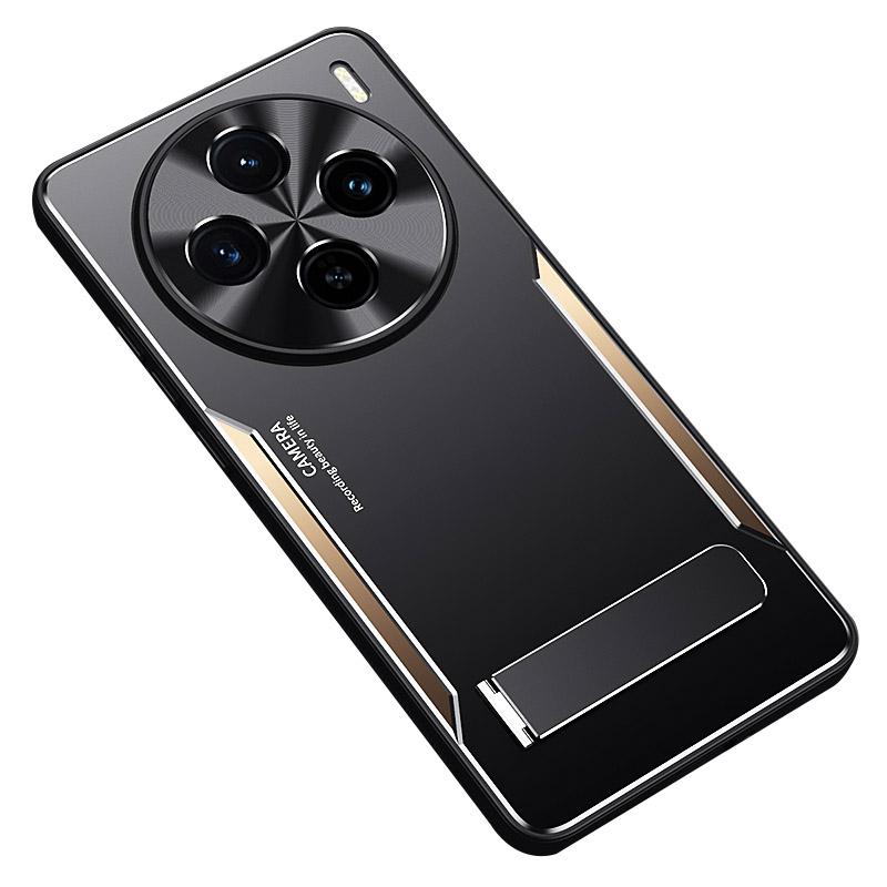 For Vivo X100s 5G Kickstand Phone Case Aluminum Alloy+TPU Shockproof Phone Cover