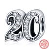 925 copper 16th 18th 20th 25th 30th 40th 50th Celebration Lucky Numbers Beads Fit Pantaro Charm Bracelet DIY Zircon Anniversary