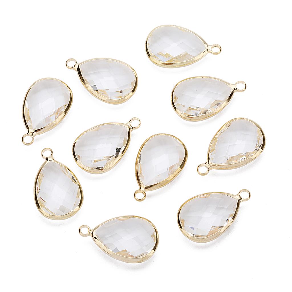 6pcs/Lot Teardrop Crystal Glass Pendant Birthday Stone Pendant Charms for Couples Bracelet Earrings Jewelry Making Supplies DIY