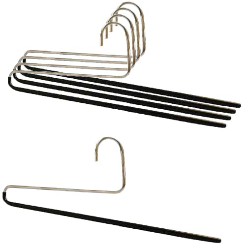 MAWA No-Slip Hangers for Pants, Long Skirts, and Stoles, Single, KH35/U5-Pack, Black, 10-Year Warranty