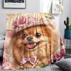 Pomeranian Print Flannel Blanket, High quality Comfortable for All Seasons, Home Decor, Warmth and Comfort, Perfect for Christmas Gifts