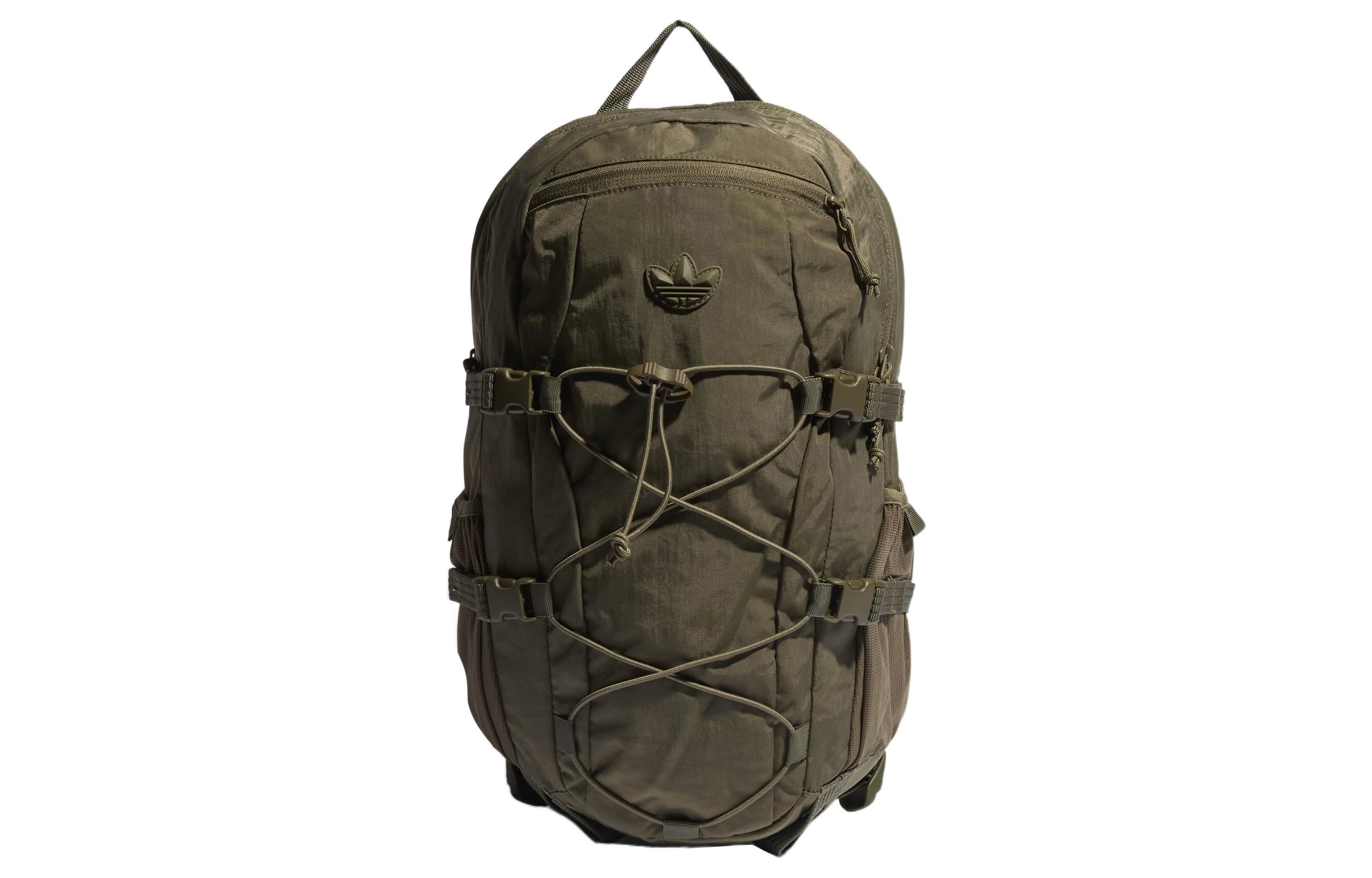 Adidas Originals Trefoil Recycled Nylon Plain Weave Backpack Regular Unisex Olive II3334