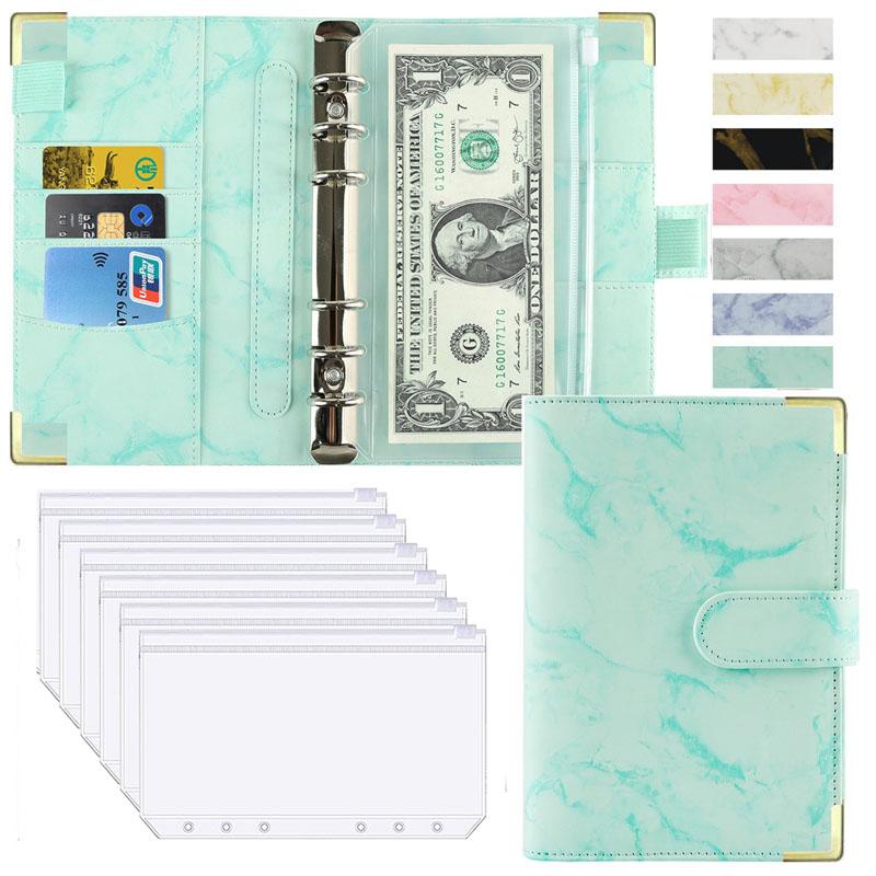 A6 Money Saving Organizer PU Leather Budget Binder Marble Notebook Budgets Planner  Envelope Office School Supplies