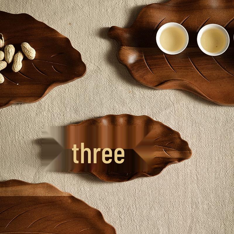 Japanese Acacia Wood Leaf-shaped Dinner Plate & Tea Tray for Snacks, Pastries, and Fruit