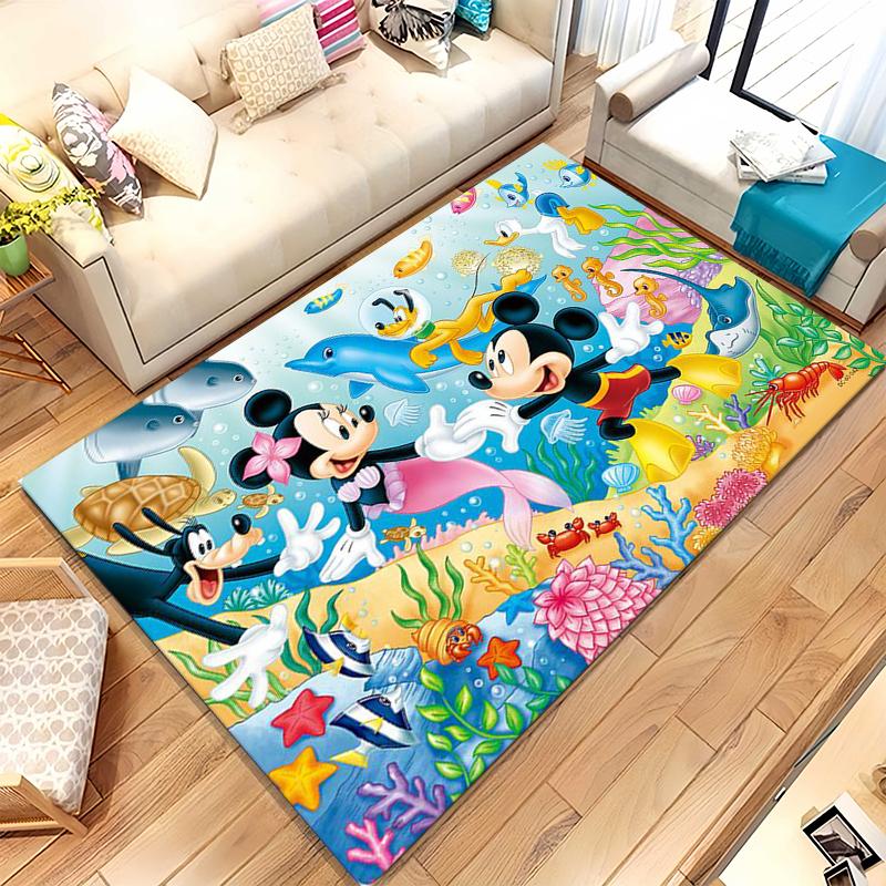 Cartoon Mickey Minnie Mouse Donald Duck Living Room Non-Slip Area Rug Soft Carpet for Bedroom Playroom Sofa,Home Decor Doormat