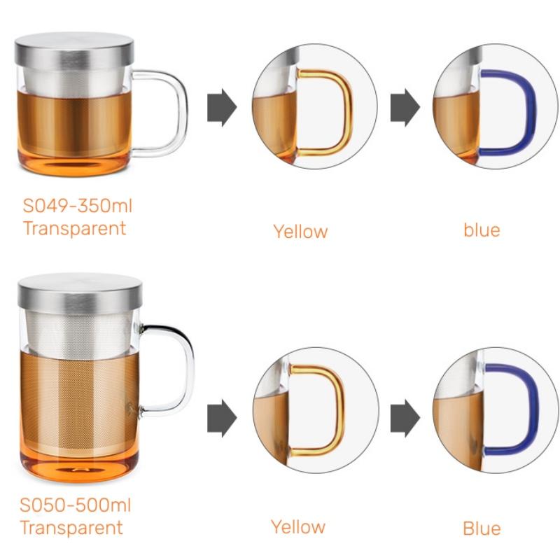 Samadoyo Heat Resistant Filter Glass Tea Cup Water Cup Personal Cup 500ml 350ml