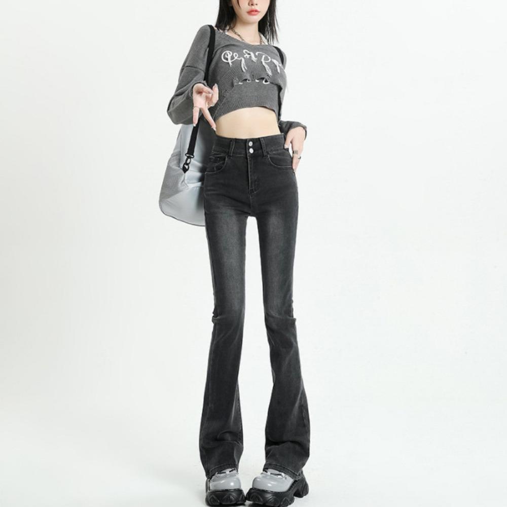 Niche High-waisted Flared Pants Women's Summer Senior Feeling Spice Girl Style Thin Horseshoe Pants Mopping Jeans Tide