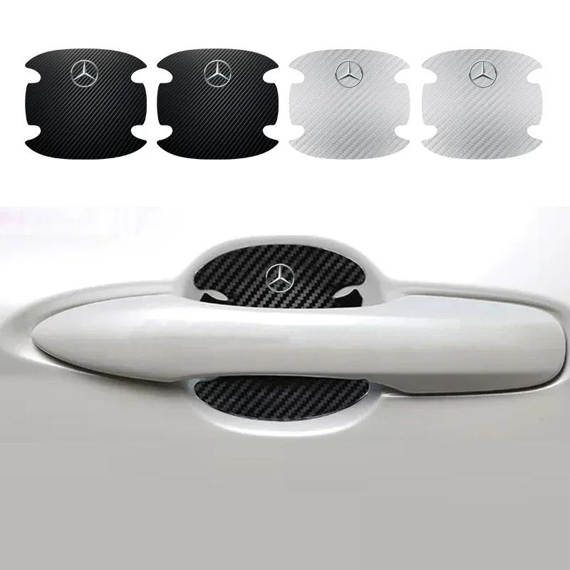Set da 4 pezzi in Fibra di Carbonio Adesivo Maniglia Ciotola Porta Auto Antigraffio Per Mercedes Benz AMG W204 W205 W211 W212 W213 W176 GLA CLA