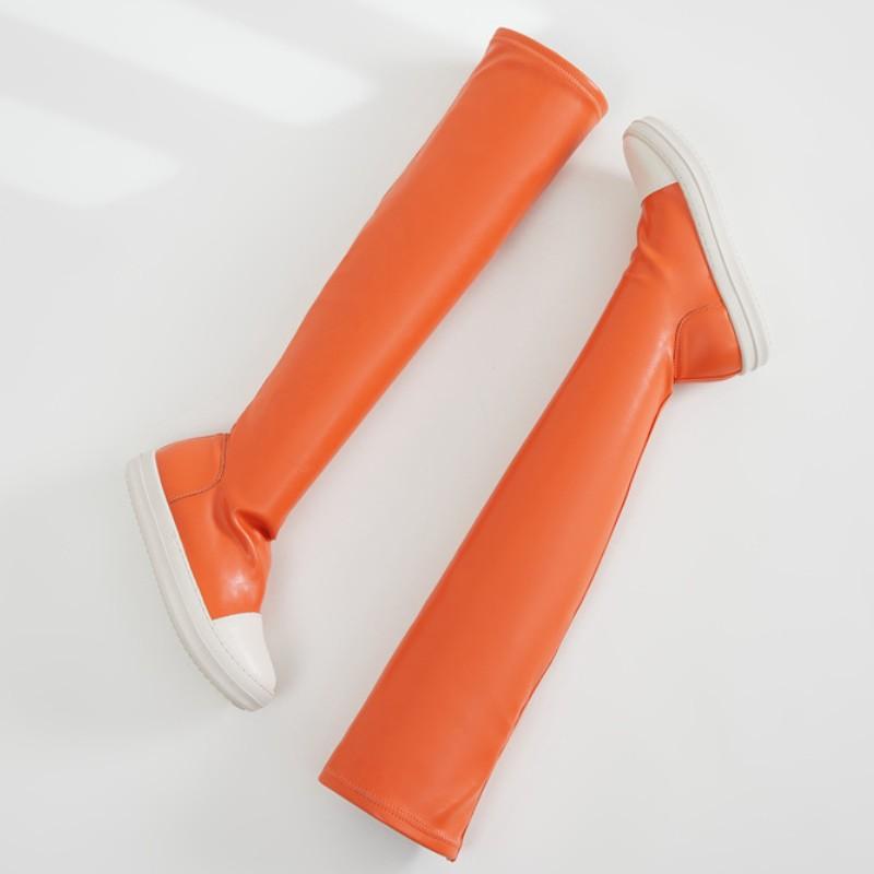 Stretch Over Kne Støvletter Kvinner Tykk Såle Plattform Høydeøkende Designer Lange Støvletter Stor Størrelse Alt Match Botas Casual