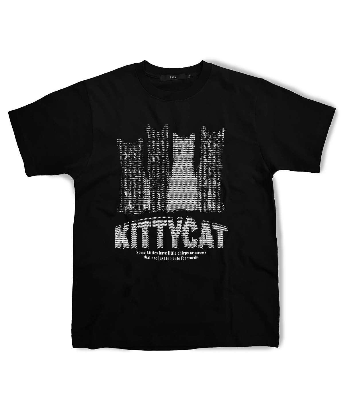 Escape From White Ascii Cat Print T-Shirt Black L