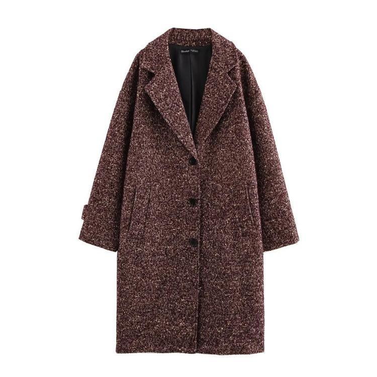 

Loose Herringbone Drop Shoulder Coat Women Autumn Winter Fashion Outerwear Extra Small тёмно-рыжий