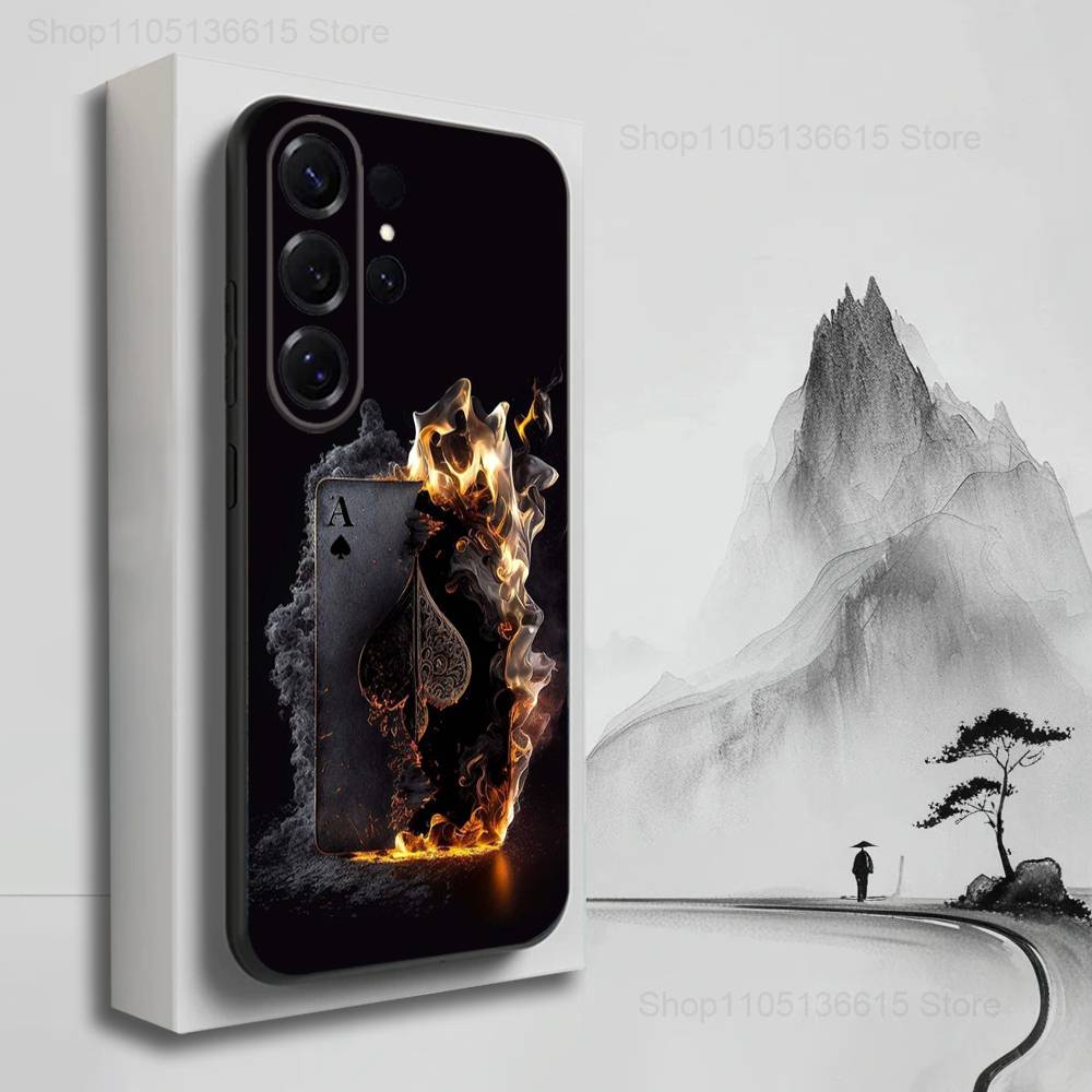 Poker Dream Ace Phone For Samsung S22,S25,S24,S23,Ultra,FE,Plus,S21,S20,S10,S9,Lite,Soft Silicone Black