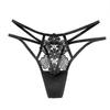 French Light Luxury Hollowed-out Thong Female Temptation Hot Diamond Embroidery Perspective Interwoven Thin Strap Sexy Underwear