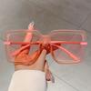 New in Fashion Brand Sunglasses Women Oversize Decor Pink Sun Glasses Candy Color Ladies Shades for Beach Hiking