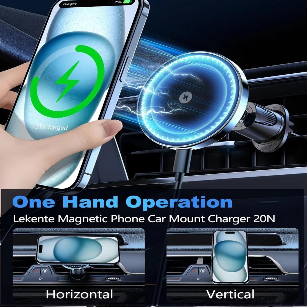 2025 Magnetic Wireless Car Phone Charger Adapter 15W Air Vent Car Phone Holder for IPhone 16 15 14 13 Pro Max Plus 12 Samsung