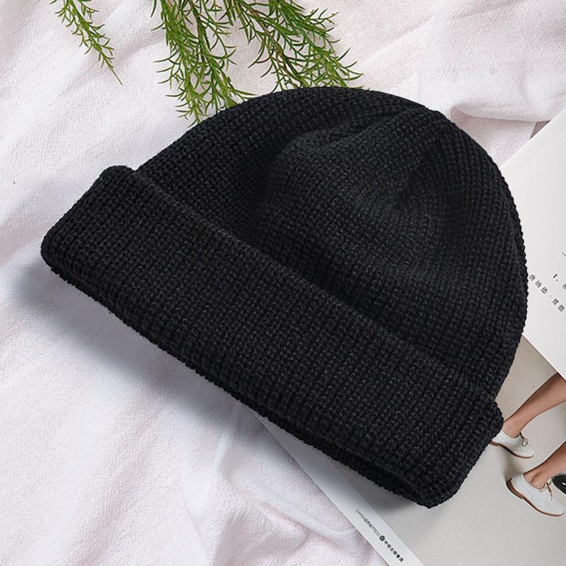 Autumn and winter versatile knitted melon fur hat solid color knitted hat warm damp wool hat