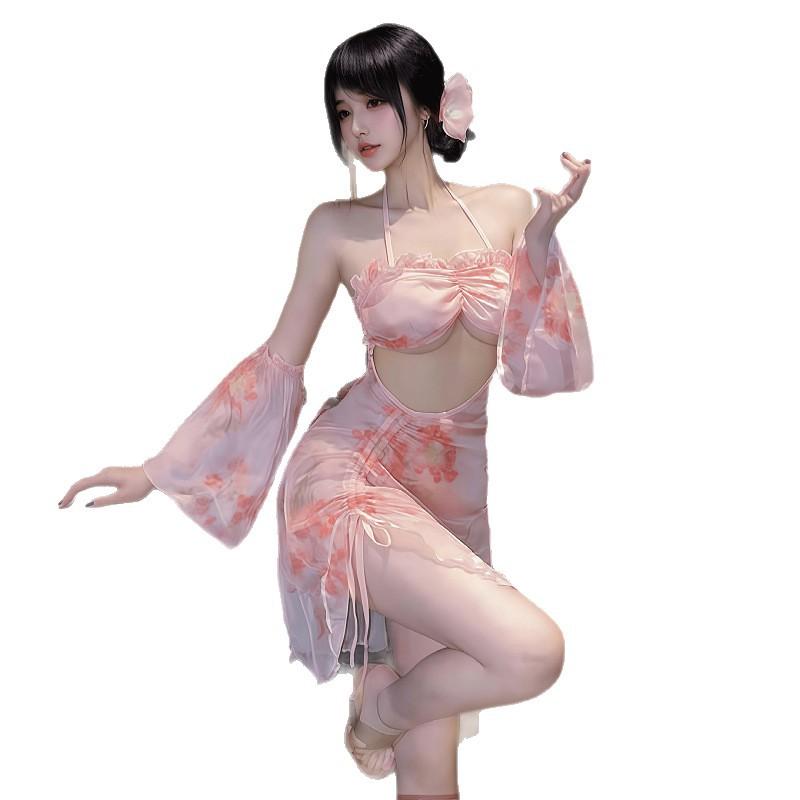 Sex underwear sexy pure desire transparent backless tube top nightdress split sex underwear free