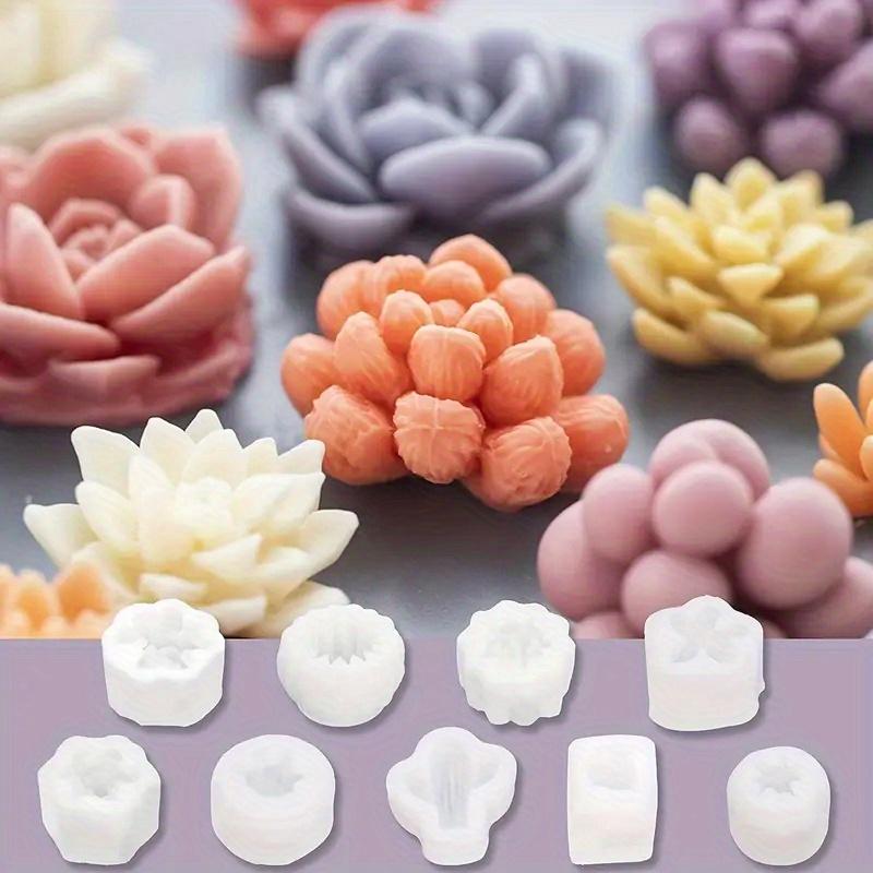 Molde de Silicona para Plantas Suculentas DIY de 9 piezas - Molde de Silicona para Velas de Cactus, Molde de Silicona Hecho a Mano para Plantas, Arte y Decoración de Resina