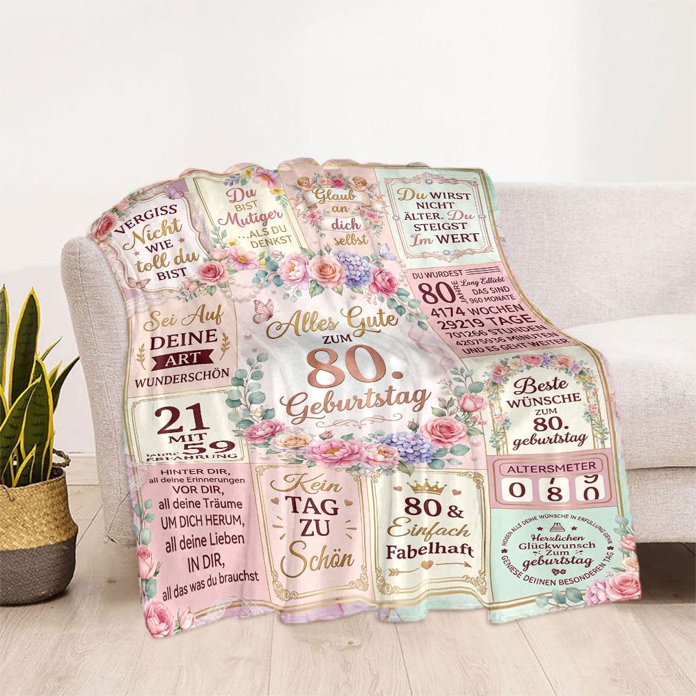 Celebrating 80 Years Of Excellence Flannel Blanket-Soft and Suitable for Sofas,Beds,Offices,Travel,All Seasons,Great Gift for Holidays and Birthdays.