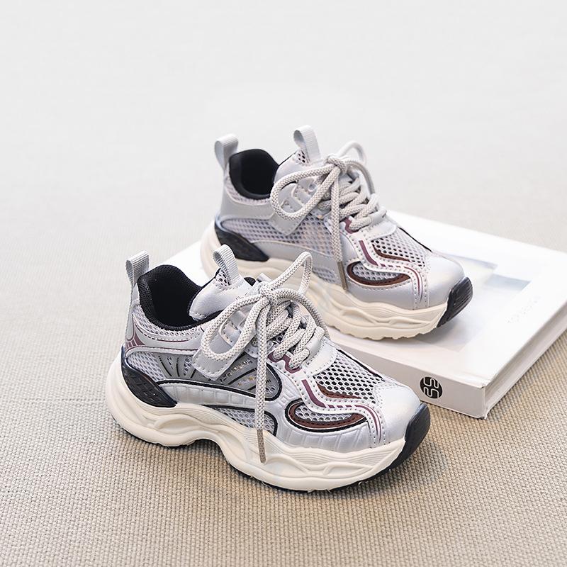 

2025 Wear girls sneakers spring new non-slip soft-soled children s shoes mesh dad shoes boys shoes 30