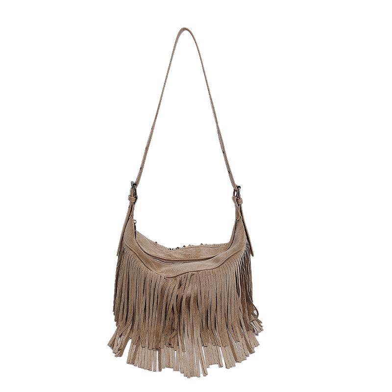 Casual small bag women's new fringed armpit bag commuter shoulder bag portable autumn new tote bag