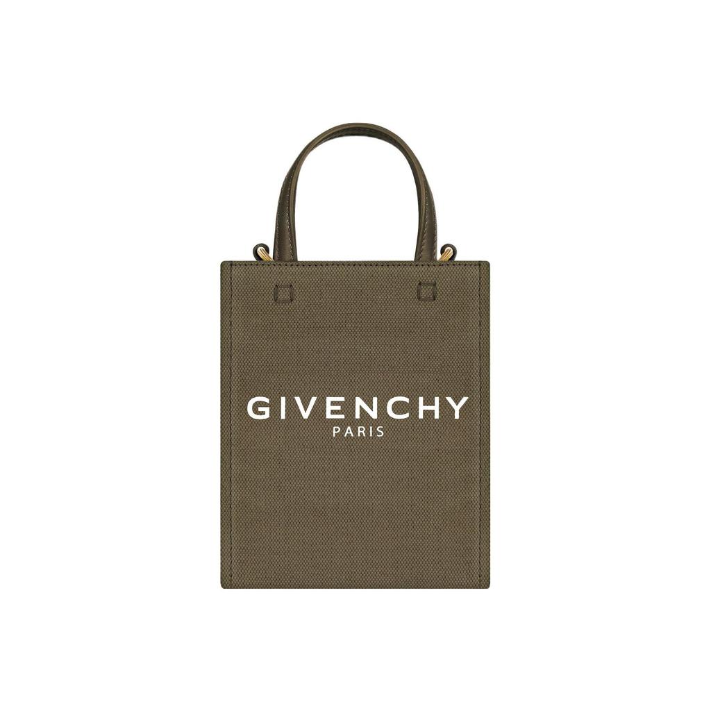 Givenchy G Tote Letter Logo Abnehmbarer Schultergurt Waschbare Canvas-Tragetasche Einkaufstasche Handtasche Mini Damen-Tragetaschen Dunkel-Khaki BB50R9B1QY-313