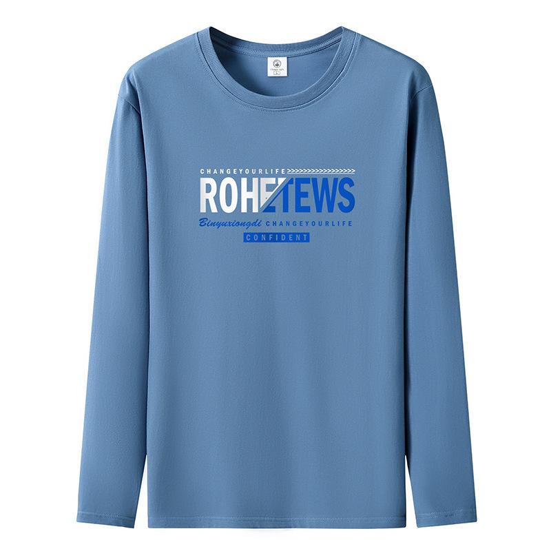 Fall Winter Casual Mens Long Sleeved Tee Shirt Pure Cotton S-5XL Man Sweatshirt