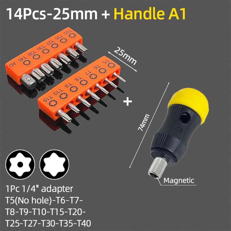25mm Torx șurubelniță biți set Tamper Door securitate burghiu biți 1/4 "șurubelniță hexagonală cheie cu clichet mâner reparare scule de mână